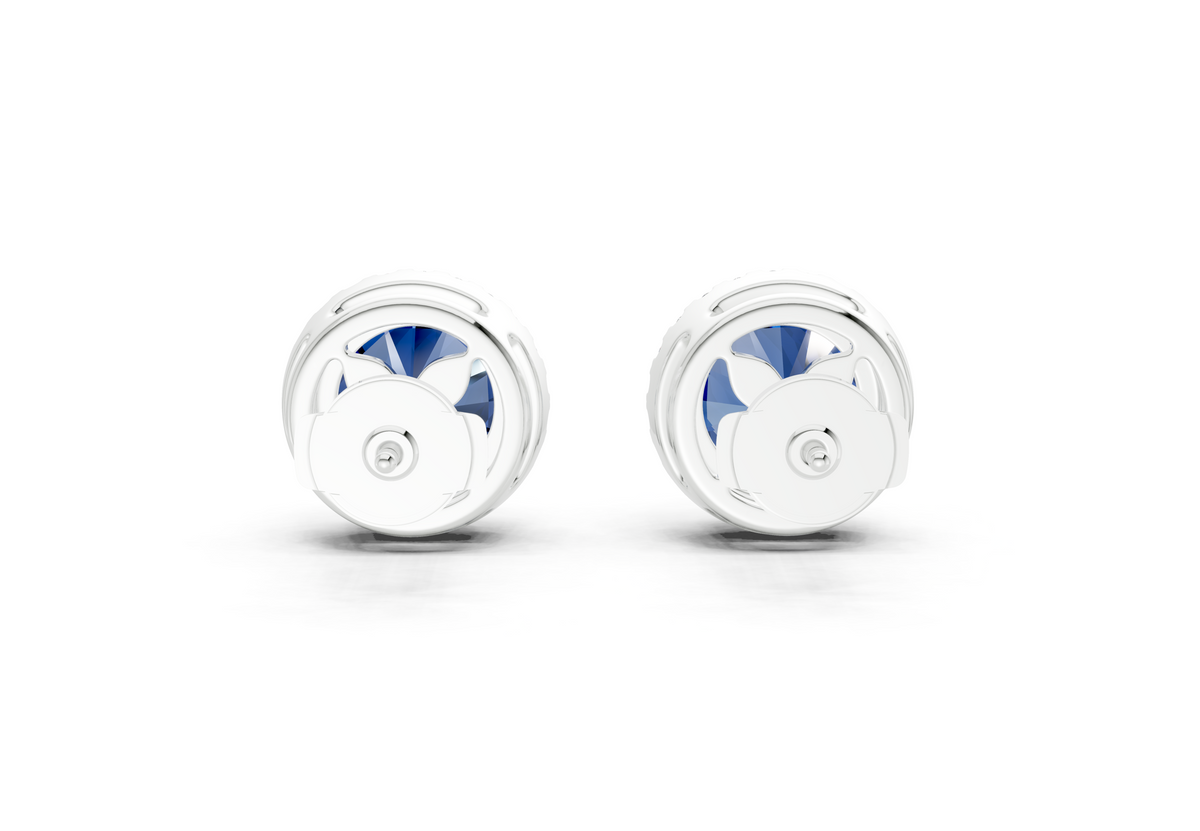 Marseille Halo Sapphire Gemstone Round Cut Studs