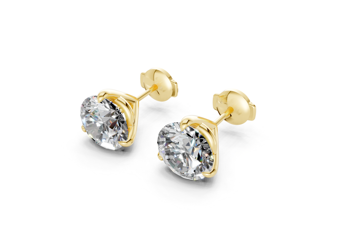 4 Carat Round Lab-Grown Diamond Stud Earrings (4 ct tw) - Florence 3-Prong Martini, D VVS1, IGI Certified
