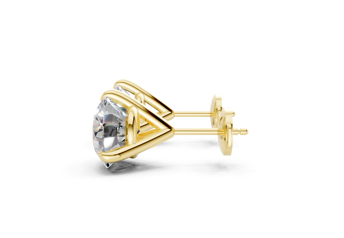 3 Carat Round Lab-Grown Diamond Stud Earrings (3 ct tw) - Florence 3-Prong Martini, E VVS2, IGI Certified