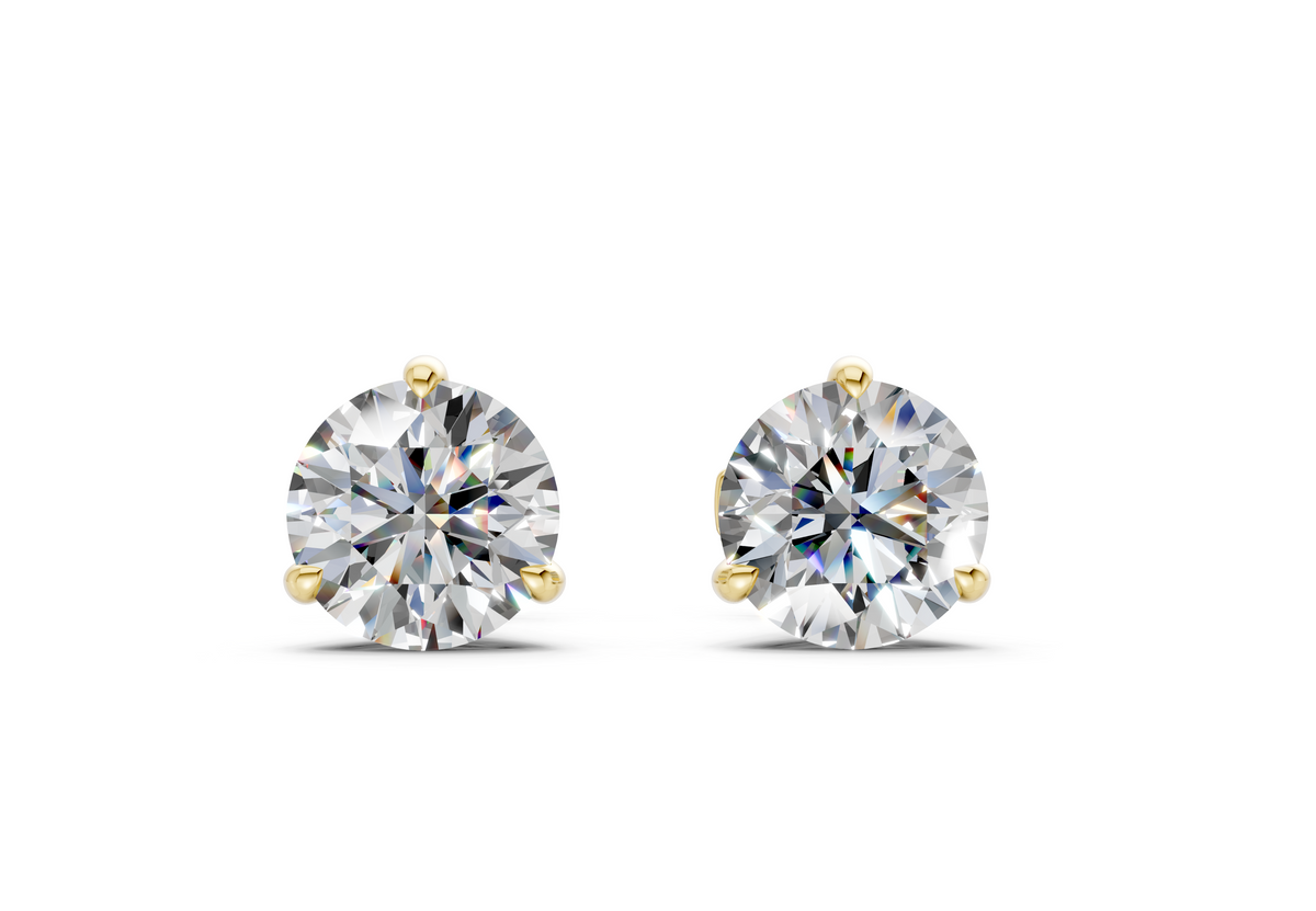 2.16 ct tw Round Lab-Grown Diamond Stud Earrings, 14K White Gold - Florence 3-Prong Martini, Guardian-back
