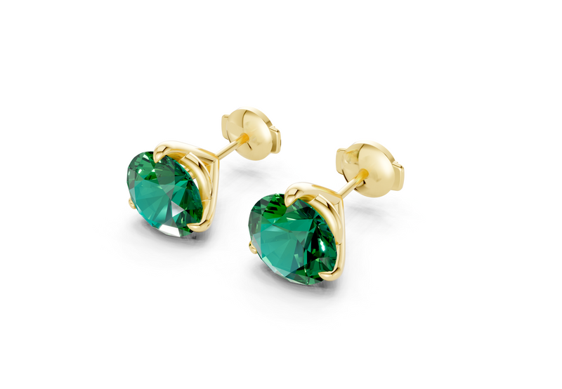 Florence Classic Emerald Gemstone Round Cut Studs