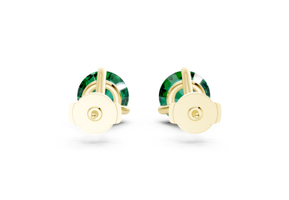 Florence Classic Emerald Gemstone Round Cut Studs