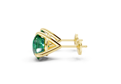 Florence Classic Emerald Gemstone Round Cut Studs