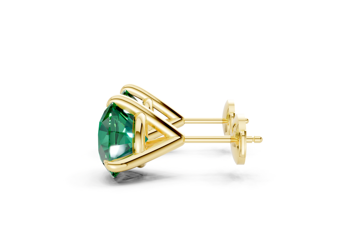 Florence Classic Emerald Gemstone Round Cut Studs