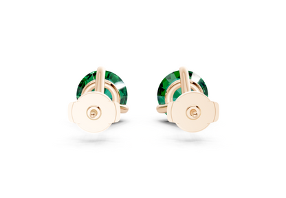 Florence Classic Emerald Gemstone Round Cut Studs