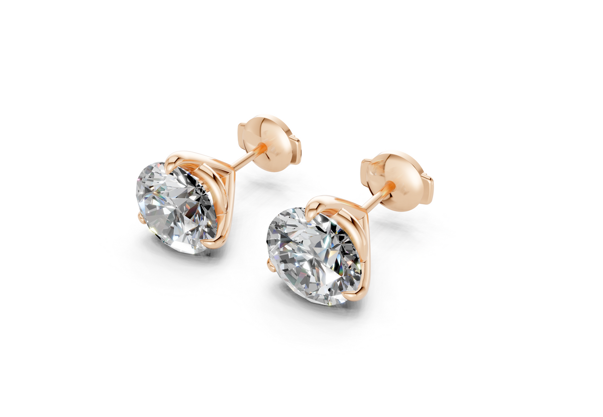 3 Carat Round Lab-Grown Diamond Stud Earrings (3 ct tw) - Florence 3-Prong Martini, E VVS2, IGI Certified