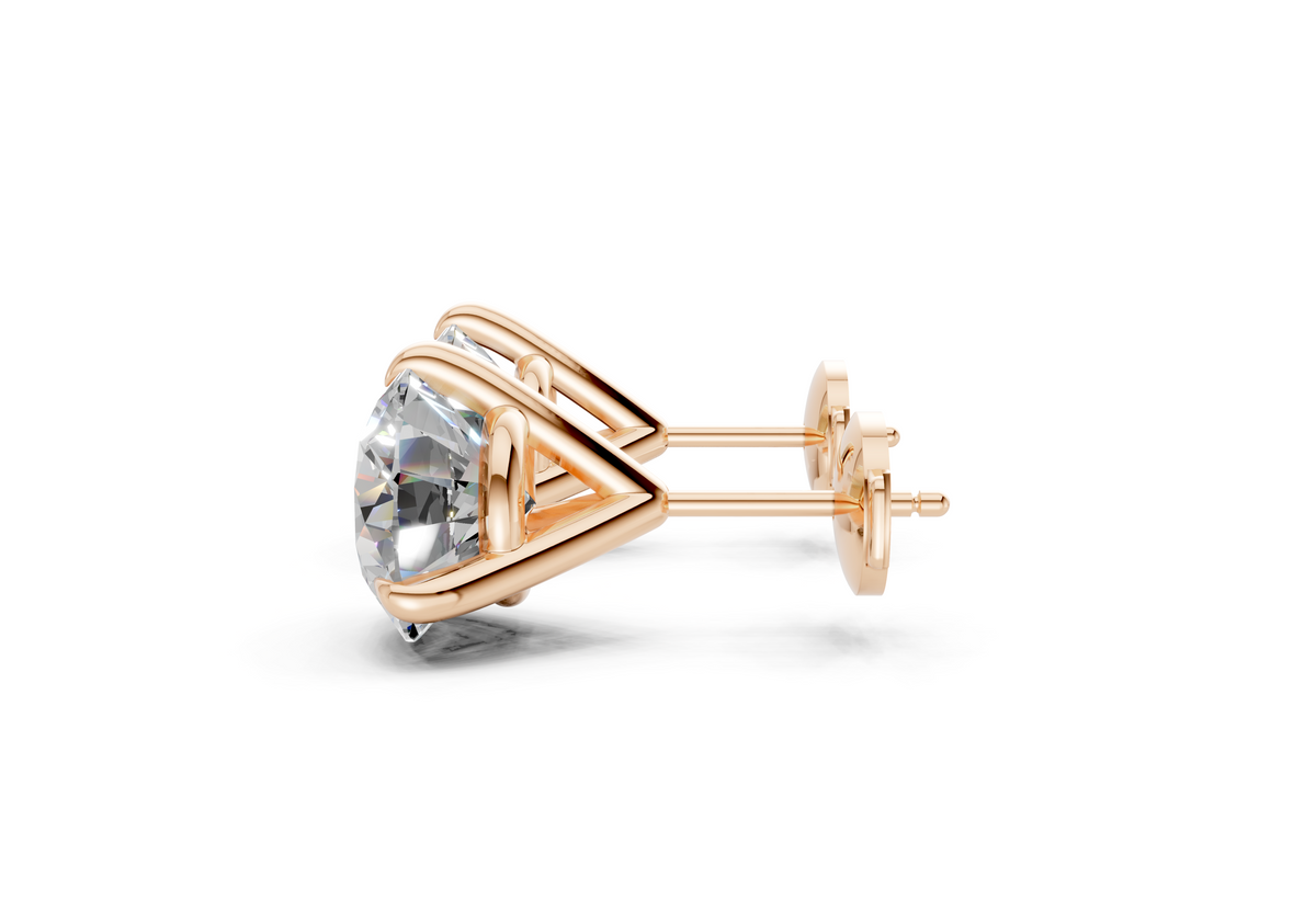 3 Carat Round Lab-Grown Diamond Stud Earrings (3 ct tw) - Florence 3-Prong Martini, E VVS2, IGI Certified