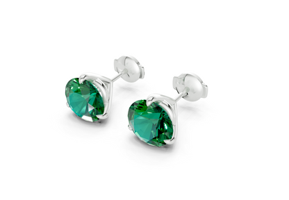 Florence Classic Emerald Gemstone Round Cut Studs