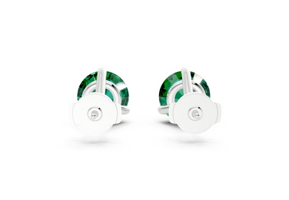 Florence Classic Emerald Gemstone Round Cut Studs