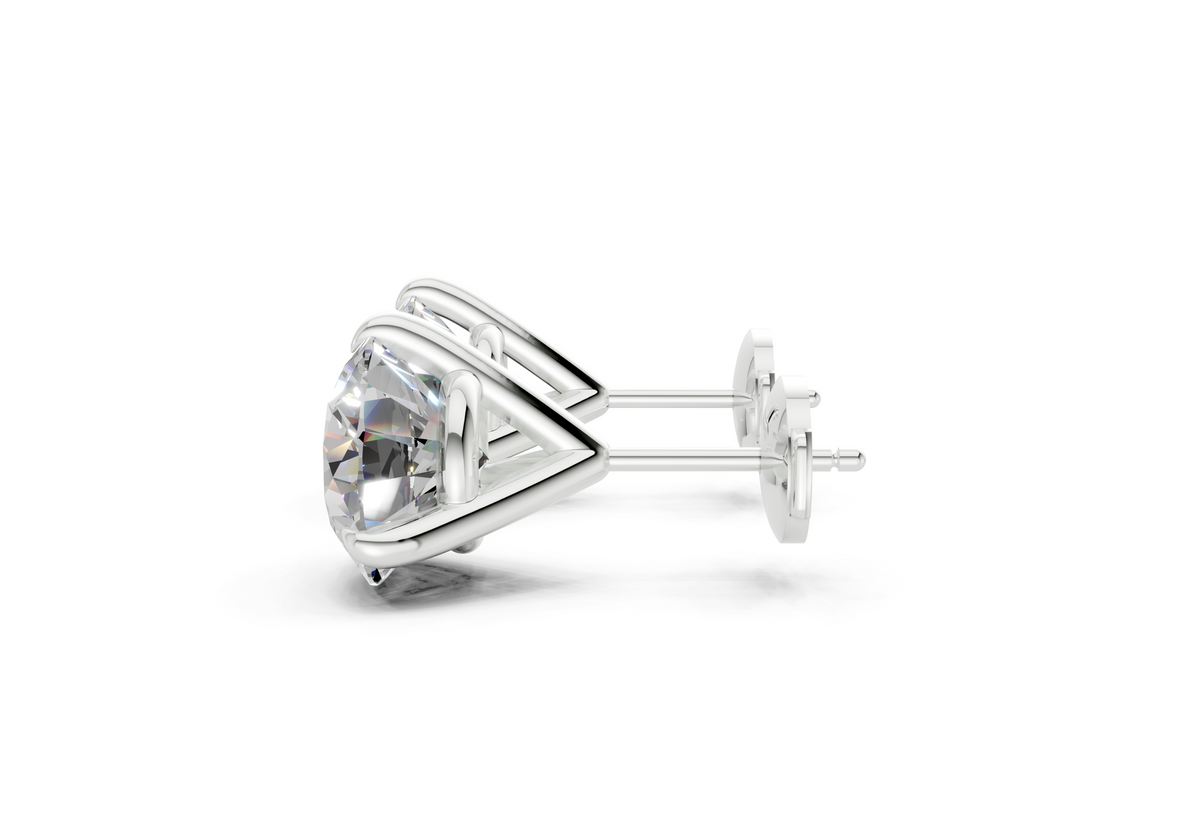 6 Carat Round Lab-Grown Diamond Stud Earrings (6 ct tw) - Florence 3-Prong Martini, E VVS2, IGI Certified