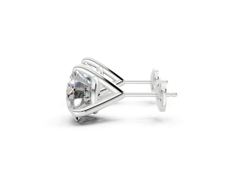 Florence 14K White Gold round diamond stud — right view