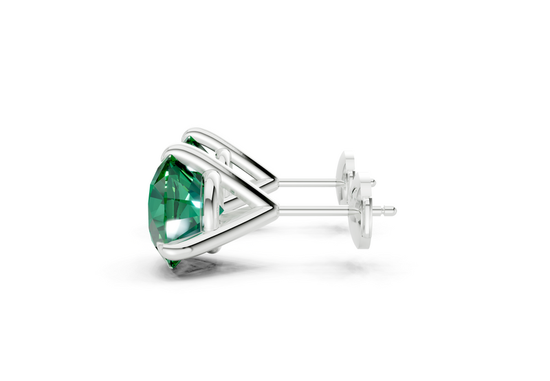 Florence round emerald gemstone stud setting reference — White Gold right view