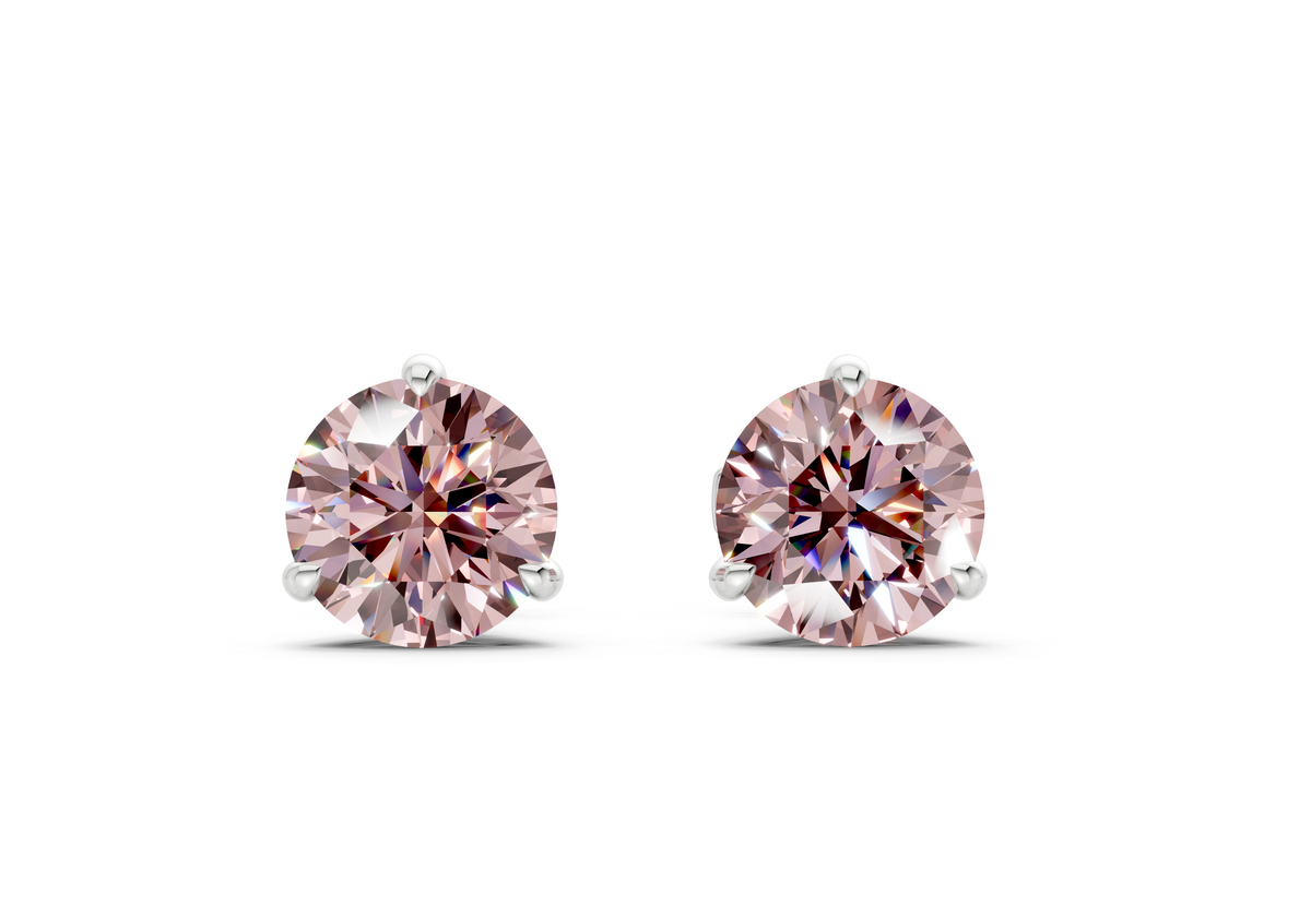 Florence Classic Pink Diamond Round Cut Studs