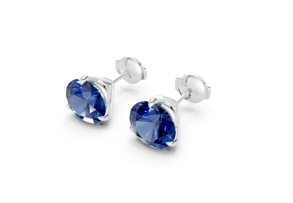 Florence Classic Sapphire Gemstone Round Cut Studs