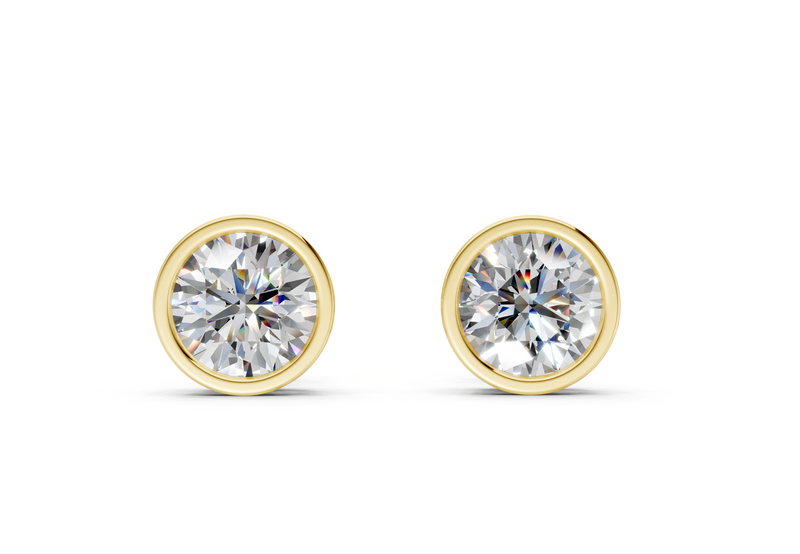 Solane Diamond Round Cut Bezel Studs