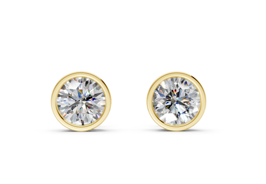 Solane Diamond Round Cut Bezel Studs
