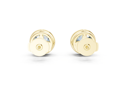 Solane Blue Diamond Round Cut Bezel Cut Studs