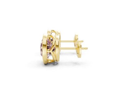Solane Pink Diamond Round Cut Bezel Cut Studs
