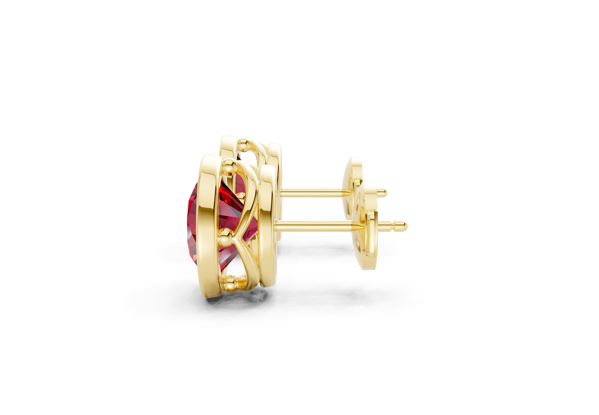Solane Ruby Gemstone Round Cut Bezel Cut Studs