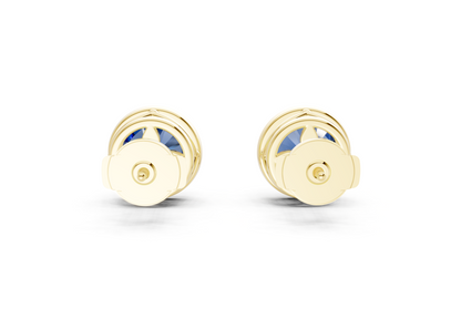 Solane Sapphire Gemstone Round Cut Bezel Cut Studs