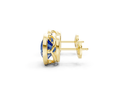 Solane Sapphire Gemstone Round Cut Bezel Cut Studs