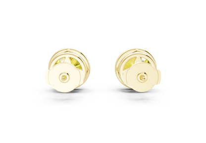 Solane Yellow Diamond Round Cut Bezel Cut Studs