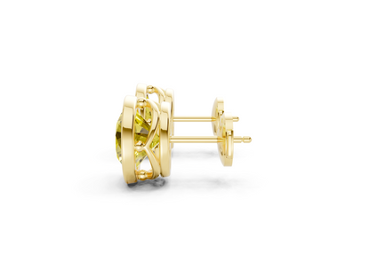 Solane Yellow Diamond Round Cut Bezel Cut Studs