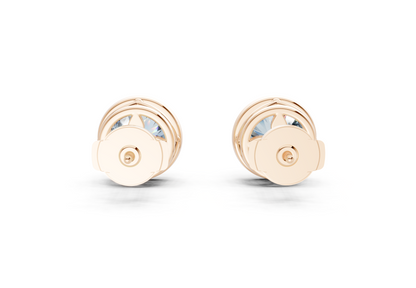 Solane Blue Diamond Round Cut Bezel Cut Studs