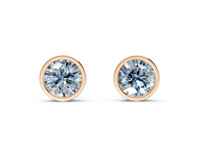 Solane Blue Diamond Round Cut Bezel Cut Studs