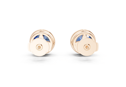 Solane Sapphire Gemstone Round Cut Bezel Cut Studs