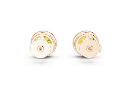 Solane Yellow Diamond Round Cut Bezel Cut Studs