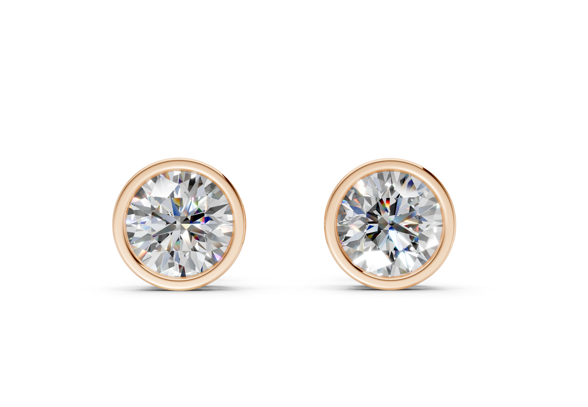 Solane Diamond Round Cut Bezel Studs