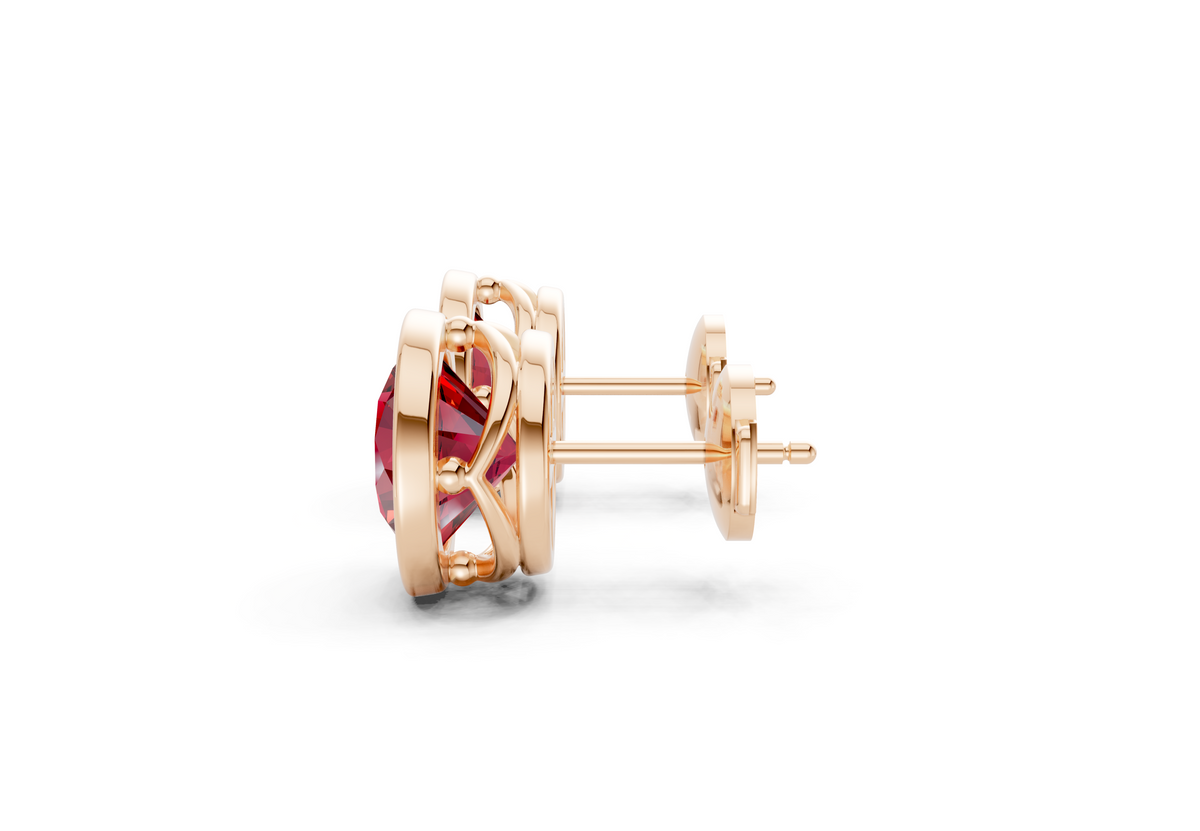 Solane Ruby Gemstone Round Cut Bezel Cut Studs
