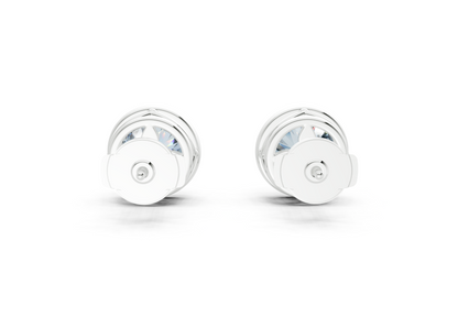 Solane Blue Diamond Round Cut Bezel Cut Studs