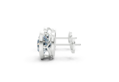 Solane Blue Diamond Round Cut Bezel Cut Studs