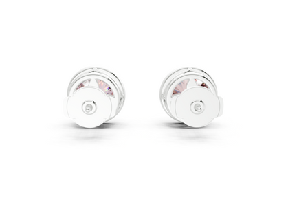 Solane Pink Diamond Round Cut Bezel Cut Studs