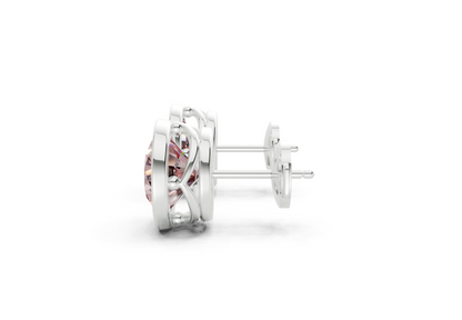 Solane Pink Diamond Round Cut Bezel Cut Studs