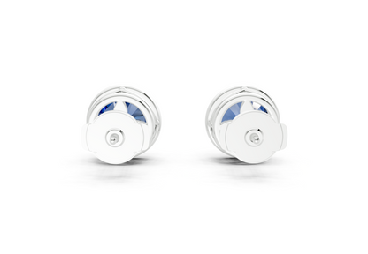 Solane Sapphire Gemstone Round Cut Bezel Cut Studs
