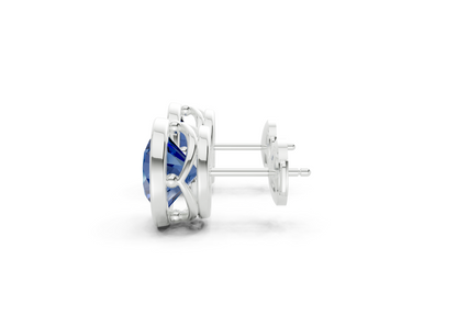 Solane Sapphire Gemstone Round Cut Bezel Cut Studs
