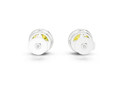 Solane Yellow Diamond Round Cut Bezel Cut Studs