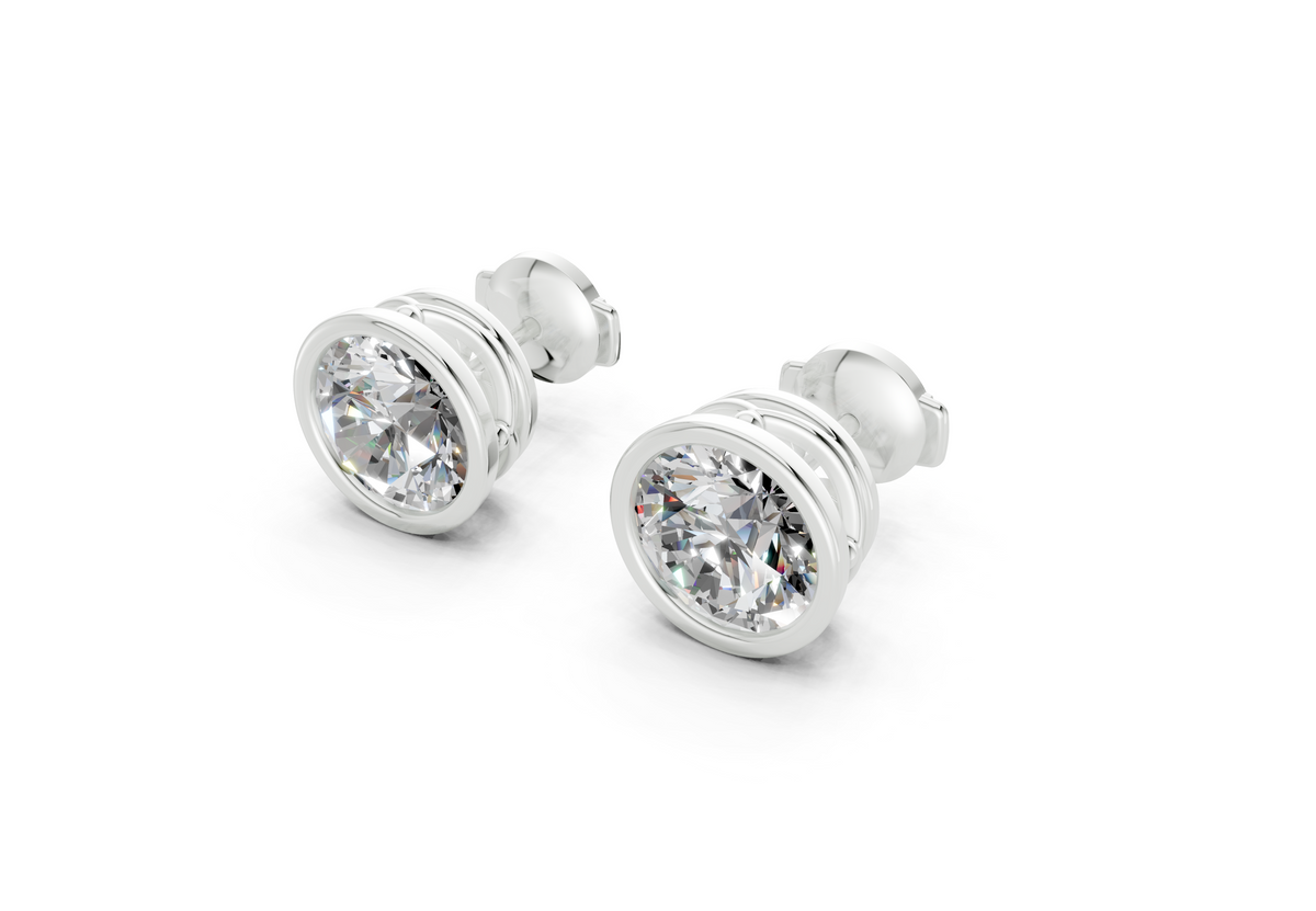 Solane Diamond Round Cut Bezel Studs