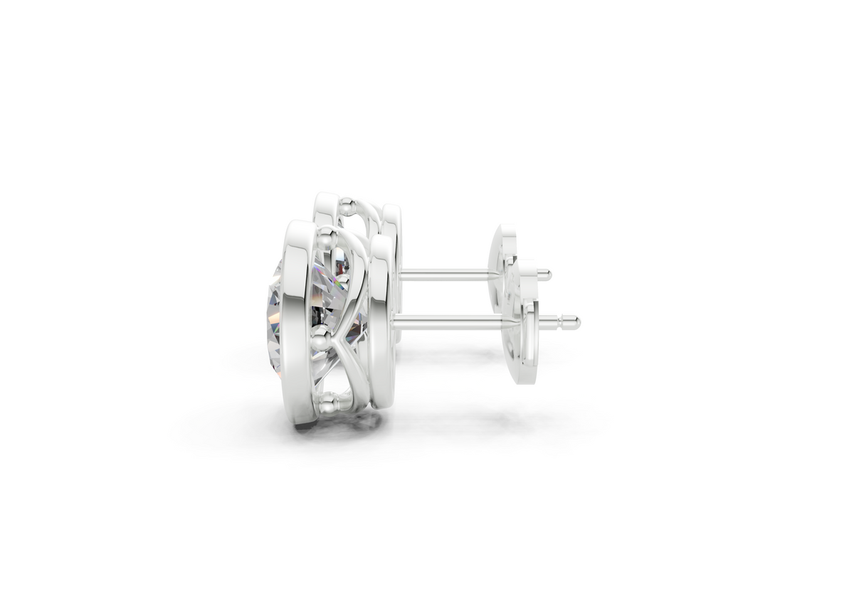 Solane Diamond Round Cut Bezel Studs