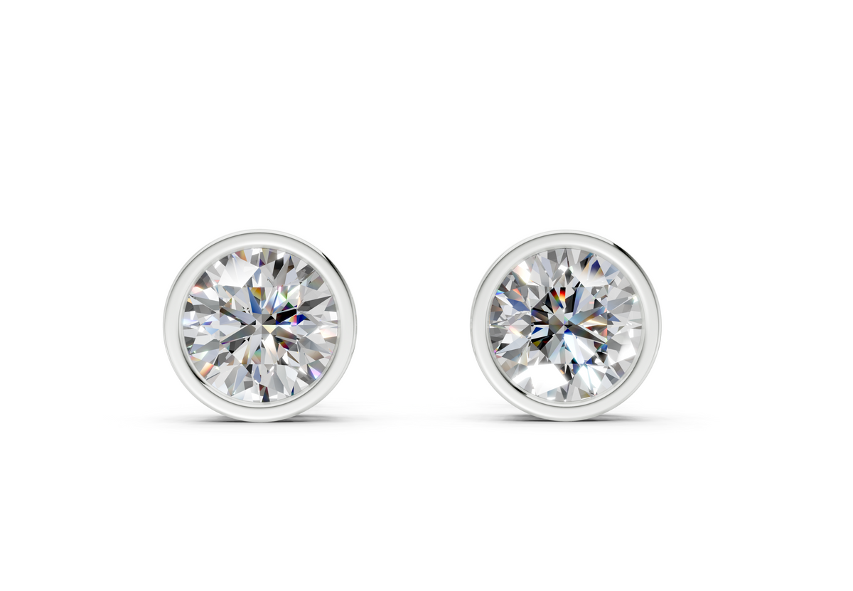 Solane Diamond Round Cut Bezel Studs