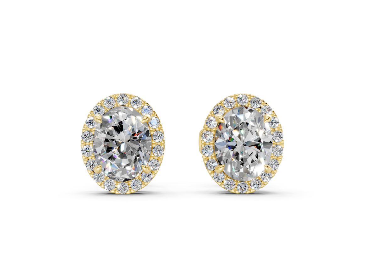 Marseille Halo Diamond Oval Cut Studs