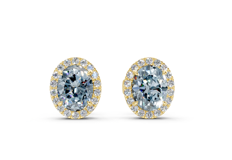 Marseille Halo Blue Diamond Oval Cut Studs