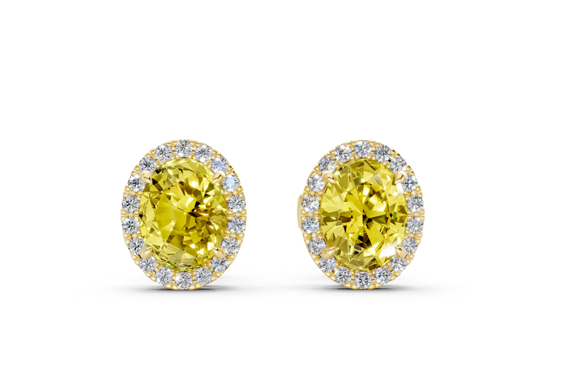 Marseille Halo Yellow Diamond Oval Cut Studs