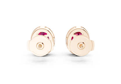 Marseille Halo Ruby Gemstone Oval Cut Studs