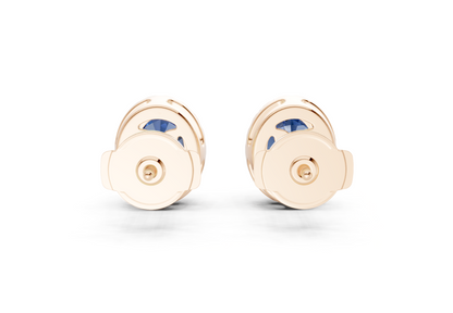 Marseille Halo Sapphire Gemstone Oval Cut Studs