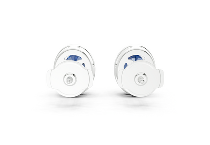 Marseille Halo Sapphire Gemstone Oval Cut Studs