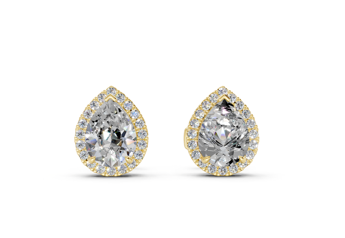 Marseille Halo Diamond Pear Cut Studs